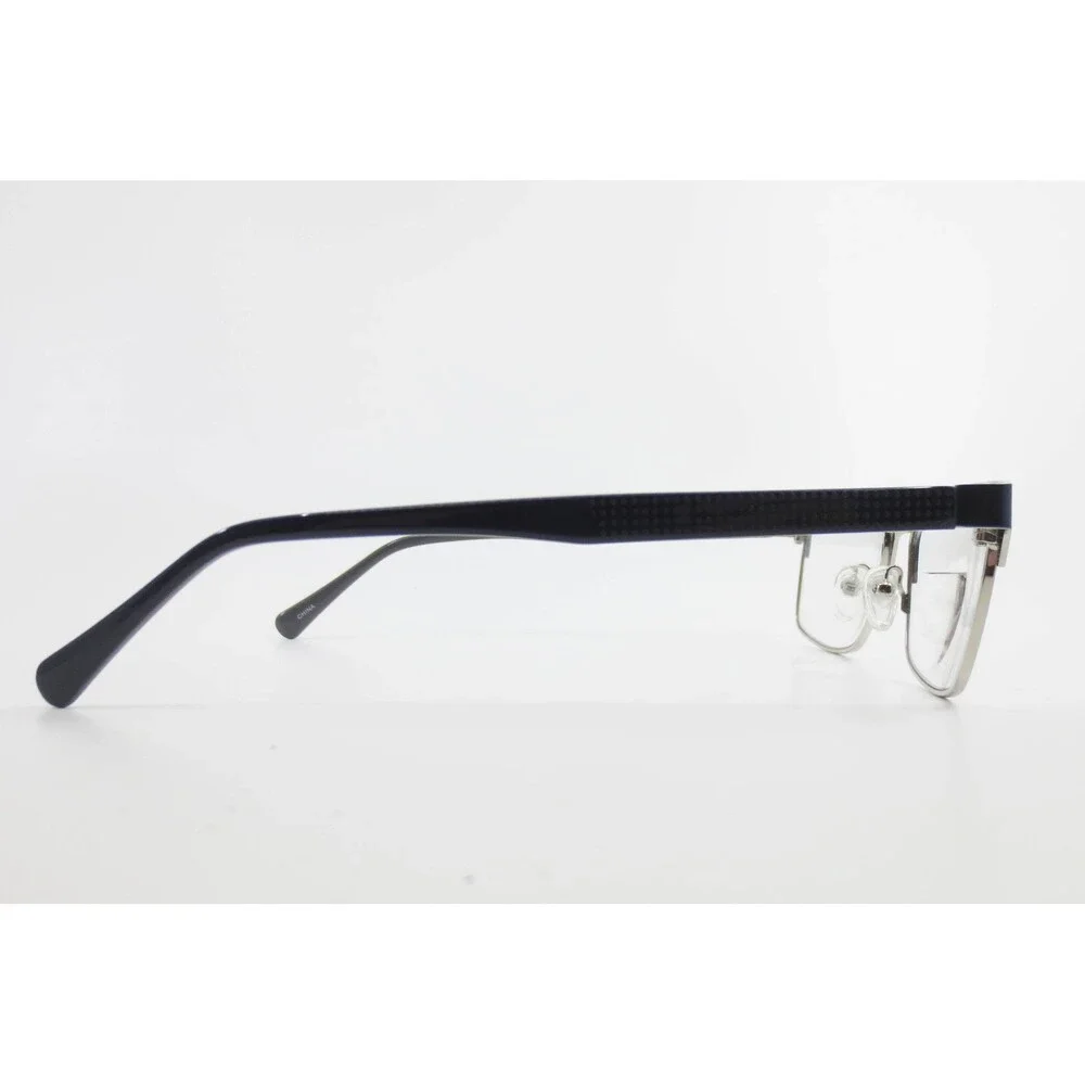 Randy Jackson RM 202128 Navy Silver Rectangular Semi Rimless Eyeglasses